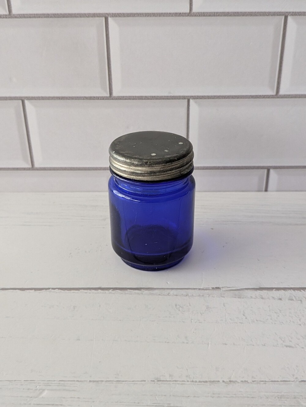 Vintage cobalt blue glass jar Vicks Vaporub Glass Jar